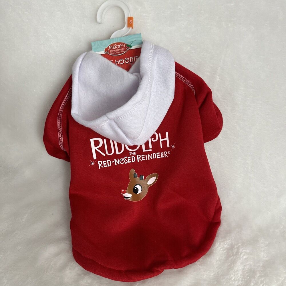NEW Rudolph the Red-Nosed Reindeer Pet Dog Hoodie Size‎ Small 13-15"